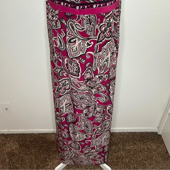 INC Womens Magenta Paisley V-Neck Sleeveless Jersey Maxi Dress Plus Size 1X - Picture 8 of 10